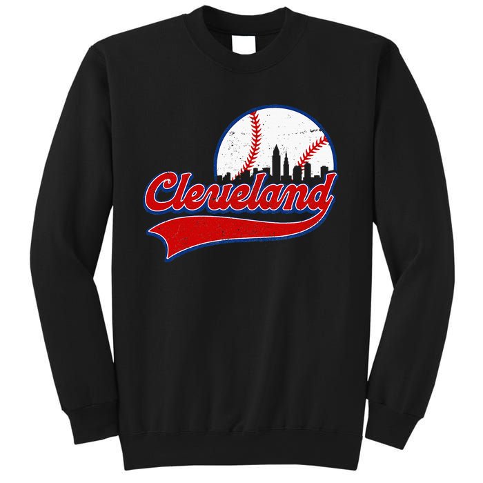 Vintage Cleveland City Downtown Skylines Baseball Fans Lover Sweatshirt