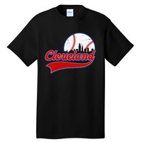 Vintage Cleveland City Downtown Skylines Baseball Fans Lover Tall T-Shirt