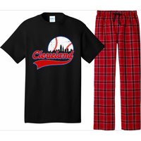 Vintage Cleveland City Downtown Skylines Baseball Fans Lover Pajama Set