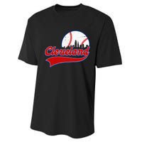 Vintage Cleveland City Downtown Skylines Baseball Fans Lover Performance Sprint T-Shirt