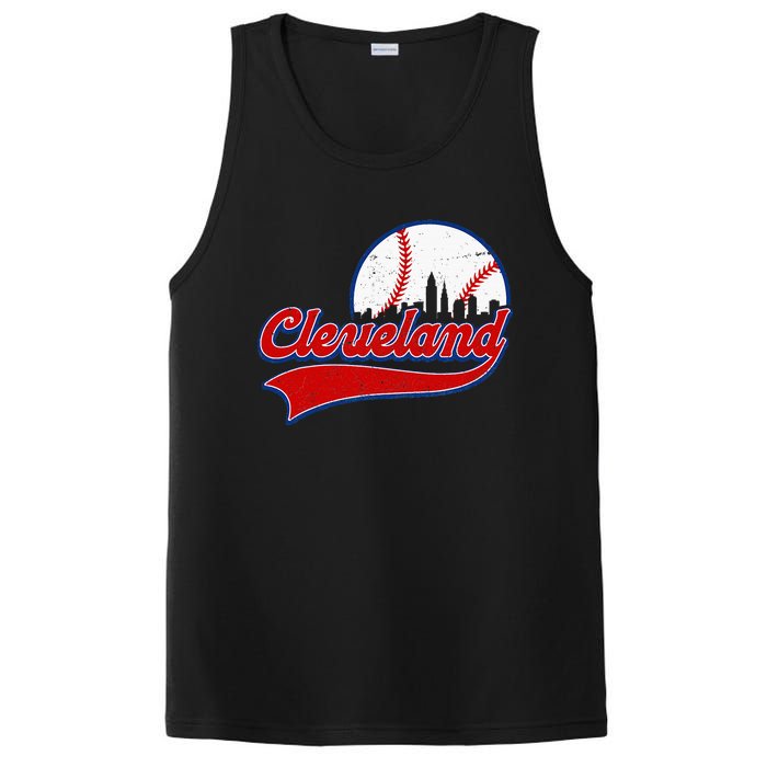 Vintage Cleveland City Downtown Skylines Baseball Fans Lover PosiCharge Competitor Tank