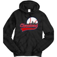 Vintage Cleveland City Downtown Skylines Baseball Fans Lover Tie Dye Hoodie