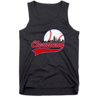 Vintage Cleveland City Downtown Skylines Baseball Fans Lover Tank Top