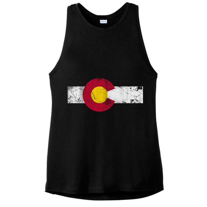 Vintage Colorful Colorado Flag Funny Gift Ladies PosiCharge Tri-Blend Wicking Tank