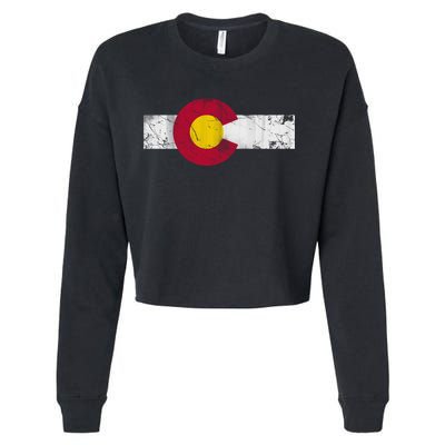 Vintage Colorful Colorado Flag Funny Gift Cropped Pullover Crew