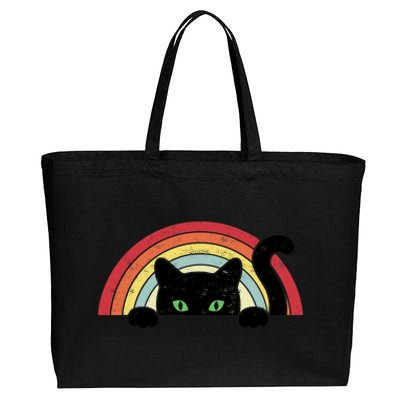 Vintage Cute Cat Teen Girl Cat Lover Cotton Canvas Jumbo Tote