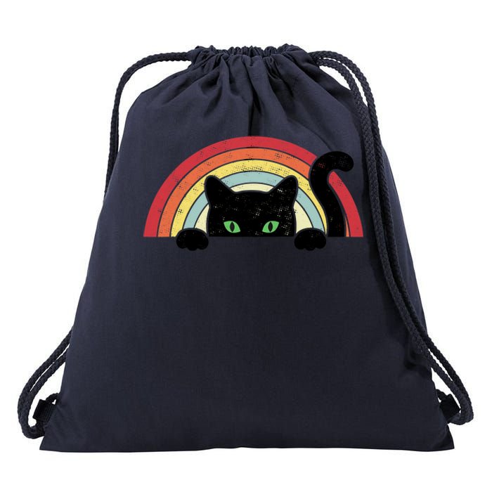 Vintage Cute Cat Teen Girl Cat Lover Drawstring Bag