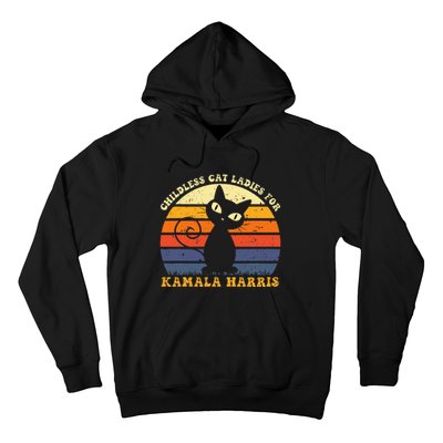 Vintage Childless Cat Ladies For Kamala Harris Retro Cat Hoodie