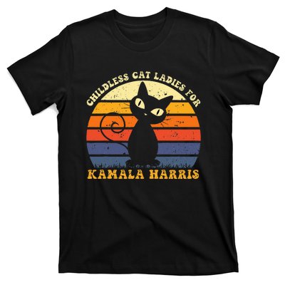 Vintage Childless Cat Ladies For Kamala Harris Retro Cat T-Shirt