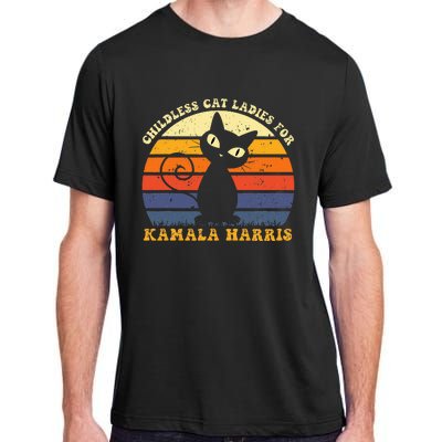 Vintage Childless Cat Ladies For Kamala Harris Retro Cat Adult ChromaSoft Performance T-Shirt