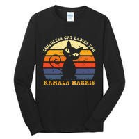 Vintage Childless Cat Ladies For Kamala Harris Retro Cat Tall Long Sleeve T-Shirt