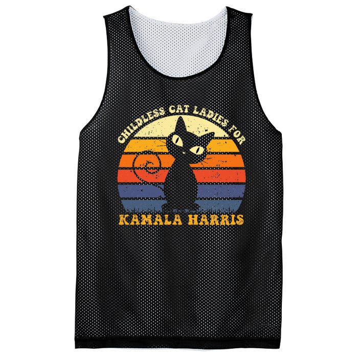 Vintage Childless Cat Ladies For Kamala Harris Retro Cat Mesh Reversible Basketball Jersey Tank