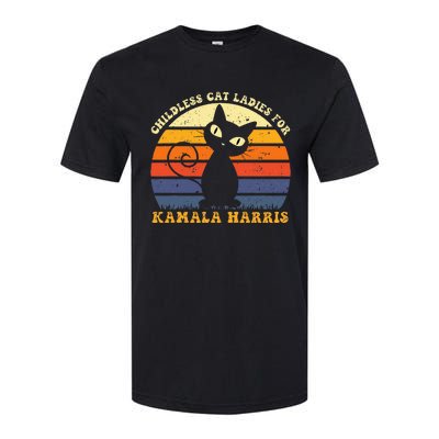 Vintage Childless Cat Ladies For Kamala Harris Retro Cat Softstyle CVC T-Shirt