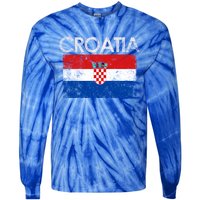 Vintage Croatia Croatian Flag Pride Great Gift Tie-Dye Long Sleeve Shirt