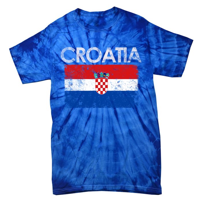 Vintage Croatia Croatian Flag Pride Great Gift Tie-Dye T-Shirt