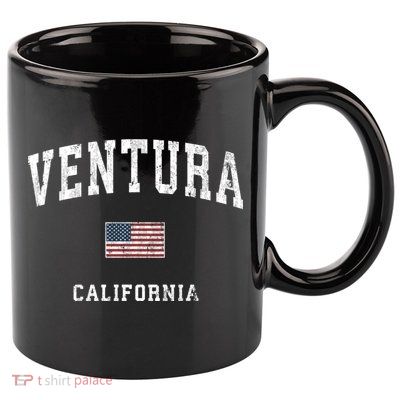 Ventura California Ca Vintage American Flag Sports Design 11oz C Handle Ceramic Mug