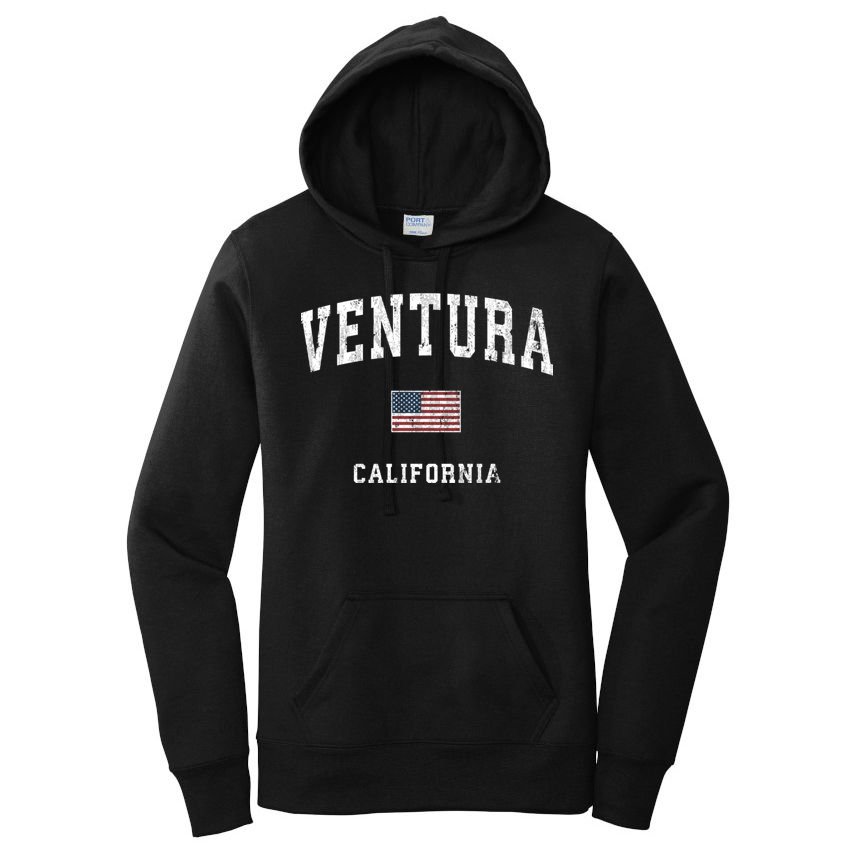 Ventura California Ca Vintage American Flag Sports Design Women's Pullover Hoodie