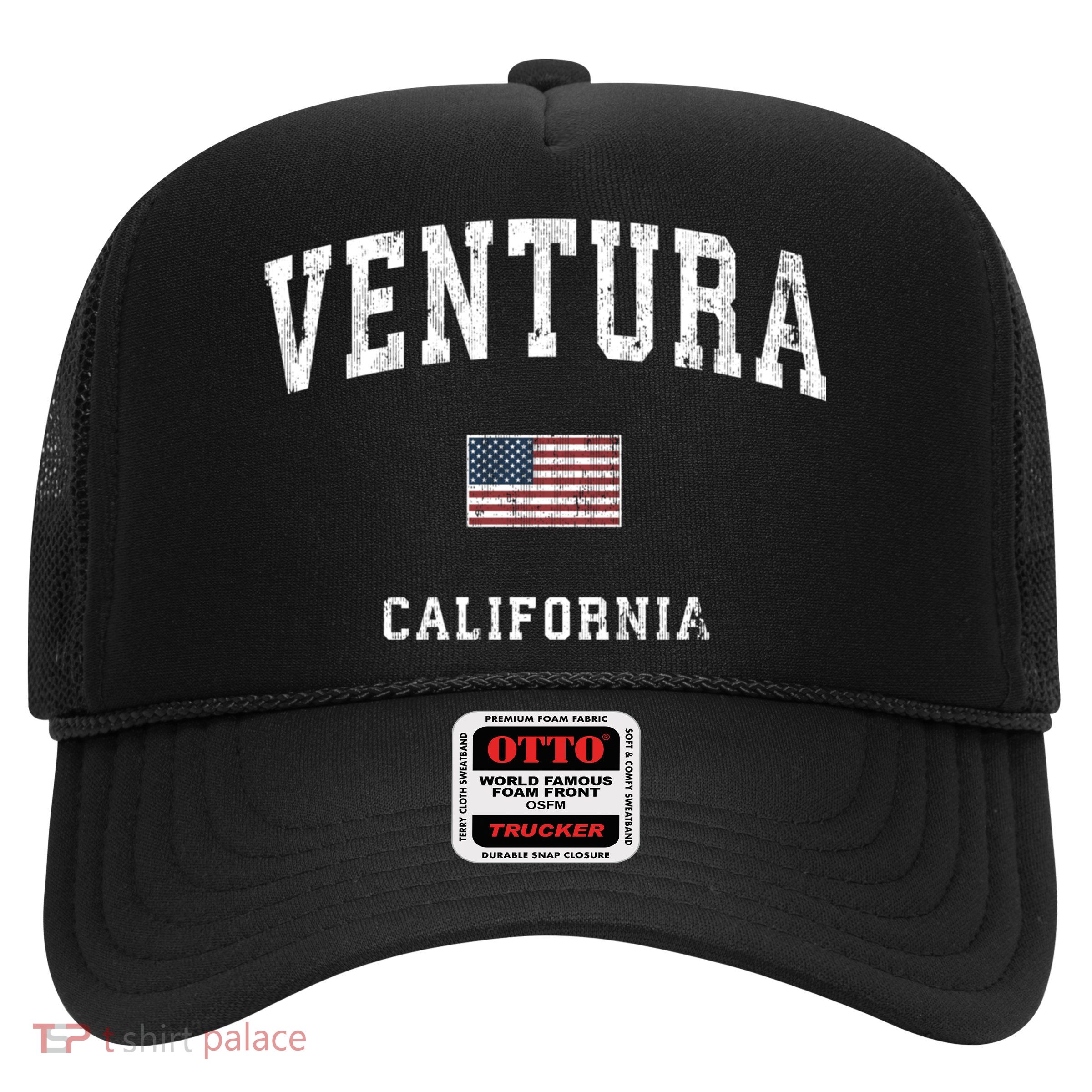 Ventura California Ca Vintage American Flag Sports Design Trucker Hat