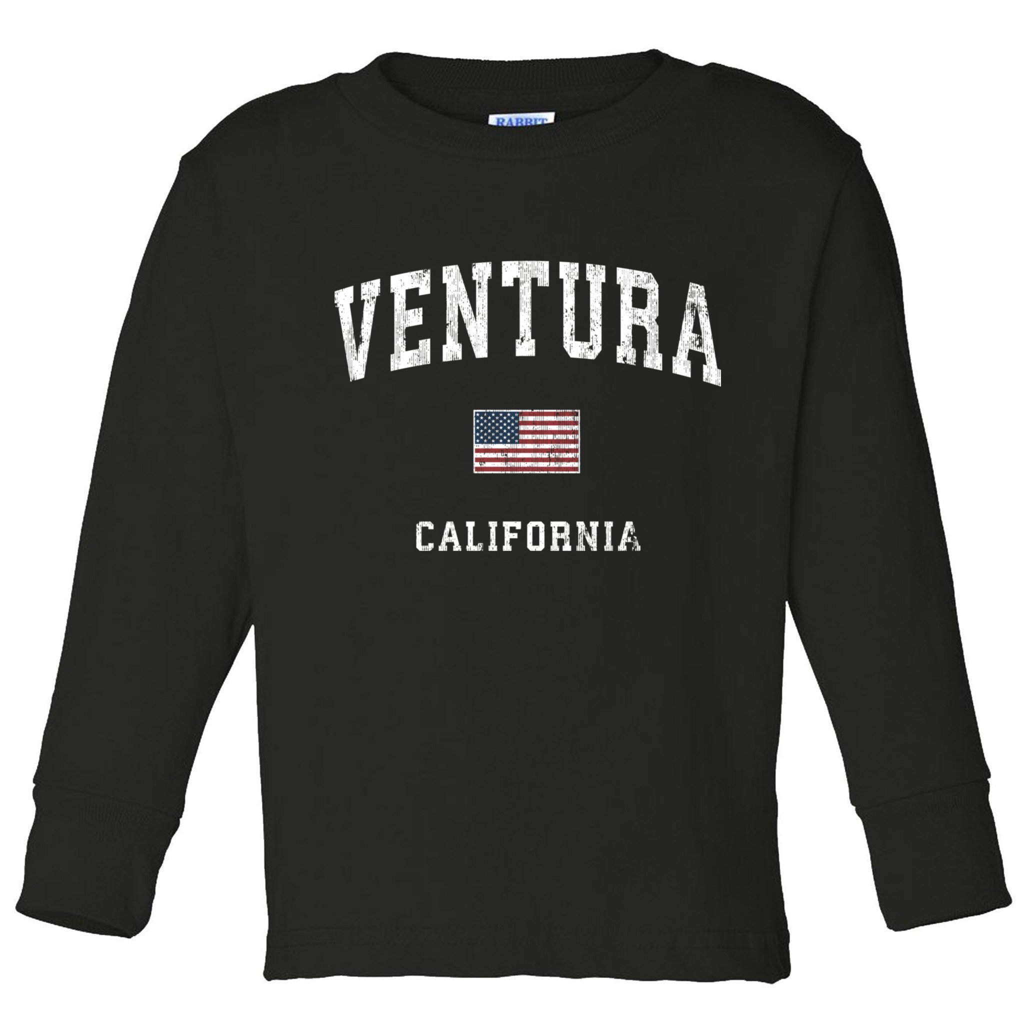 Ventura California Ca Vintage American Flag Sports Design Toddler Long Sleeve Shirt