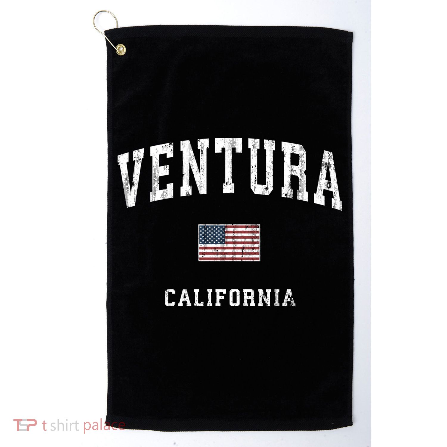 Ventura California Ca Vintage American Flag Sports Design Golf Towel