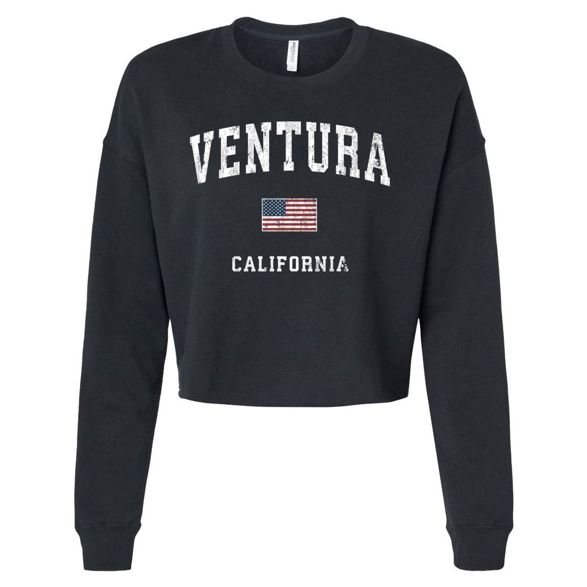 Ventura California Ca Vintage American Flag Sports Design Cropped Pullover Crew