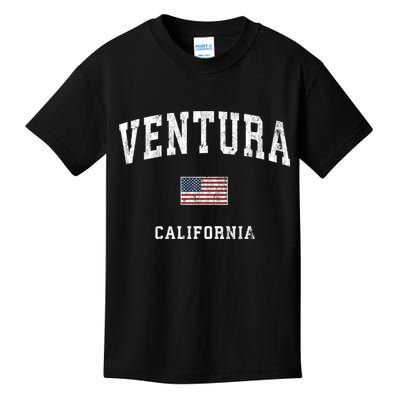 Ventura California Ca Vintage American Flag Sports Design Kids T-Shirt