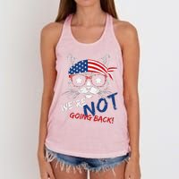 Vintage Childless Cat Lady WeRe Not Going Back Kamaala Women's Knotted Racerback Tank