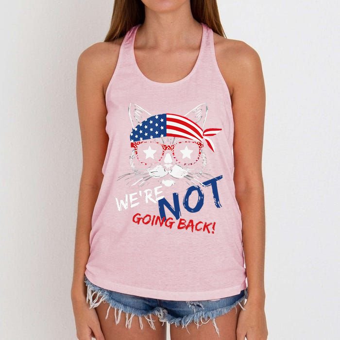 Vintage Childless Cat Lady WeRe Not Going Back Kamaala Women's Knotted Racerback Tank