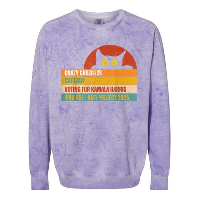 Vintage Childless Cat Ladies For Kamala Harris President President Kamalaharris Colorblast Crewneck Sweatshirt