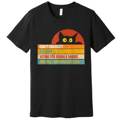 Vintage Childless Cat Ladies For Kamala Harris President President Kamalaharris Premium T-Shirt