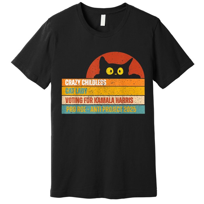 Vintage Childless Cat Ladies For Kamala Harris President President Kamalaharris Premium T-Shirt