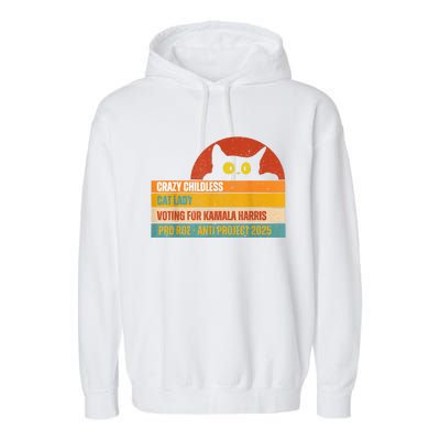 Vintage Childless Cat Ladies For Kamala Harris President President Kamalaharris Garment-Dyed Fleece Hoodie