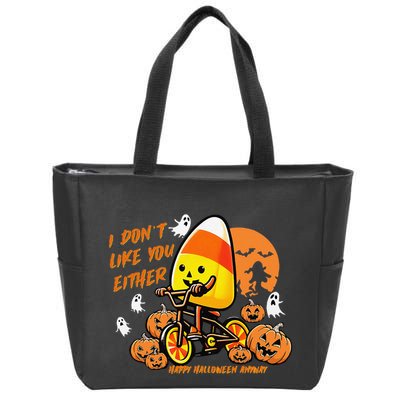 Vintage Candy Corn I DonT Like You Either Halloween Custom Gift Zip Tote Bag