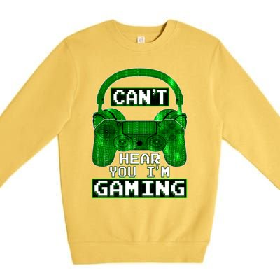 Vintage Computer Code Gamer Gift Can't Hear You I'm Gaming Gift Premium Crewneck Sweatshirt