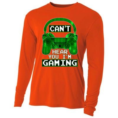 Vintage Computer Code Gamer Gift Can't Hear You I'm Gaming Gift Cooling Performance Long Sleeve Crew