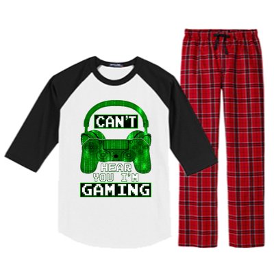 Vintage Computer Code Gamer Gift Can't Hear You I'm Gaming Gift Raglan Sleeve Pajama Set