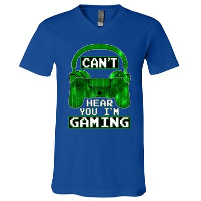 Vintage Computer Code Gamer Gift Can't Hear You I'm Gaming Gift V-Neck T-Shirt