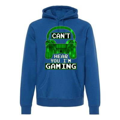 Vintage Computer Code Gamer Gift Can't Hear You I'm Gaming Gift Premium Hoodie