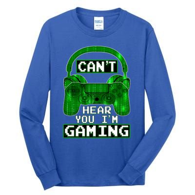 Vintage Computer Code Gamer Gift Can't Hear You I'm Gaming Gift Tall Long Sleeve T-Shirt