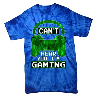 Vintage Computer Code Gamer Gift Can't Hear You I'm Gaming Gift Tie-Dye T-Shirt