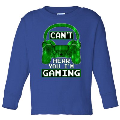 Vintage Computer Code Gamer Gift Can't Hear You I'm Gaming Gift Toddler Long Sleeve Shirt