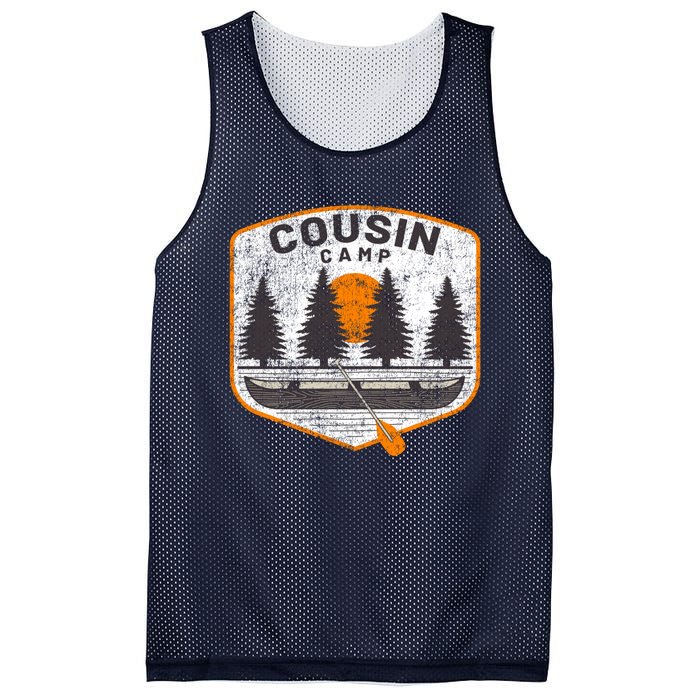 Vintage Cousin Camp Fun Camping Canoe Outdoors Graphic Mesh Reversible Basketball Jersey Tank