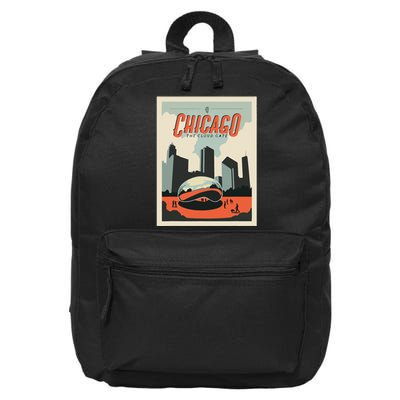 Vintage Chicago Cloud Gate Retro Poster Chicago Landscape 16 in Basic Backpack