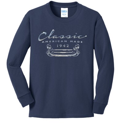 Vintage Classic Car 1942 Happy Birthday Antique Auto Kids Long Sleeve Shirt