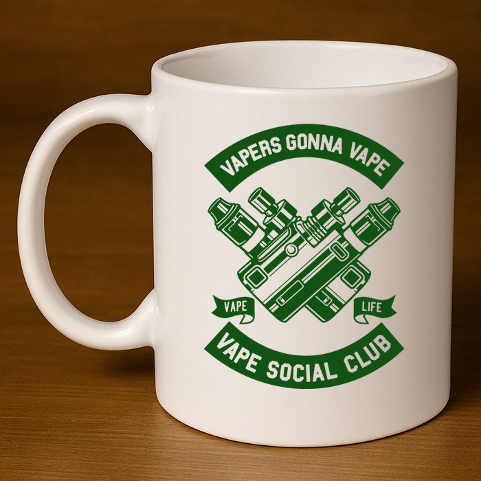 Vaping Cushion Cover Vape Enthusiast Smoking Club 11oz C Handle Ceramic Mug