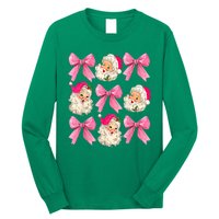 Vintage Christmas Cute Santa Claus Coquette Bow Xmas Gift Long Sleeve Shirt