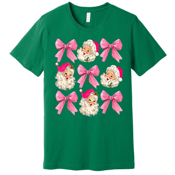 Vintage Christmas Cute Santa Claus Coquette Bow Xmas Gift Premium T-Shirt