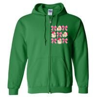 Vintage Christmas Cute Santa Claus Coquette Bow Xmas Gift Full Zip Hoodie