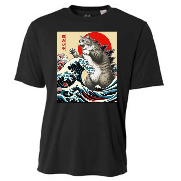 Vintage Catzilla Cat Monster Art Cooling Performance Crew T-Shirt