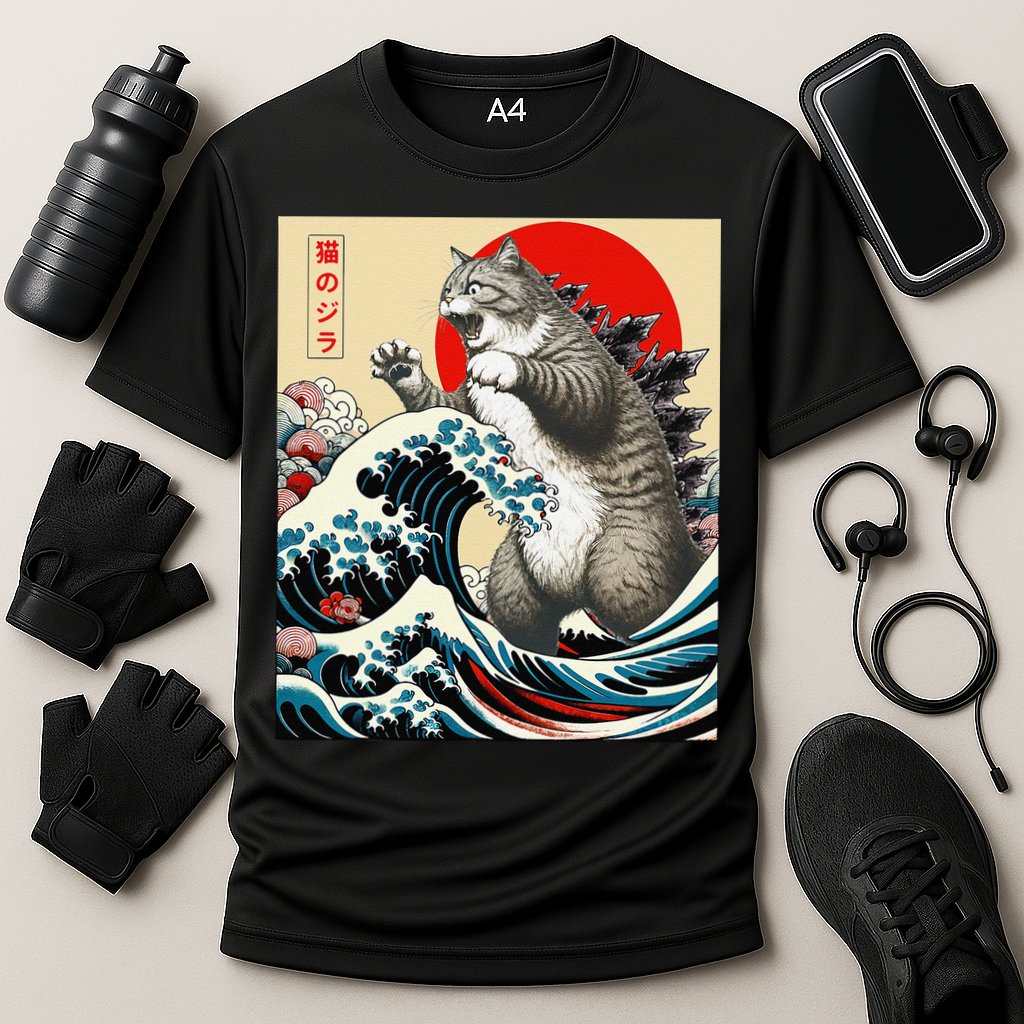 Vintage Catzilla Cat Monster Art Cooling Performance Crew T-Shirt